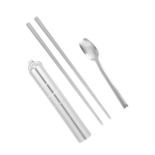 Portable Stainless Steel Cutlery Set with Storage Case - Reusable Travel Utensils for Camping Picnics and Outdoor Dining