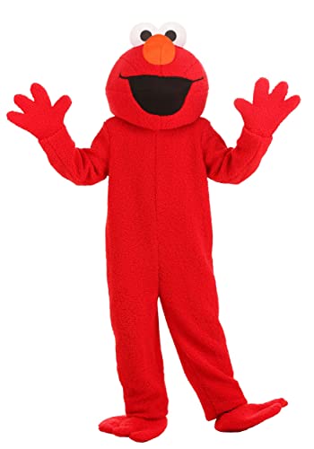 Officially Licensed Sesame Street Elmo Adult Costume | Unisex Red Cartoon Halloween Outfit Large