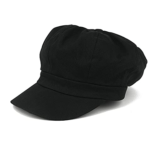 Armycrew 2XL Oversize Lightweight 100% Cotton Newsboy Cap with Elastic Back - Black