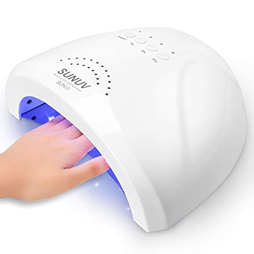 UV LED Nail Lamp, SUNUV Gel Light for Nail Polish 48W UV Dryer with 3 Timers SUNone White