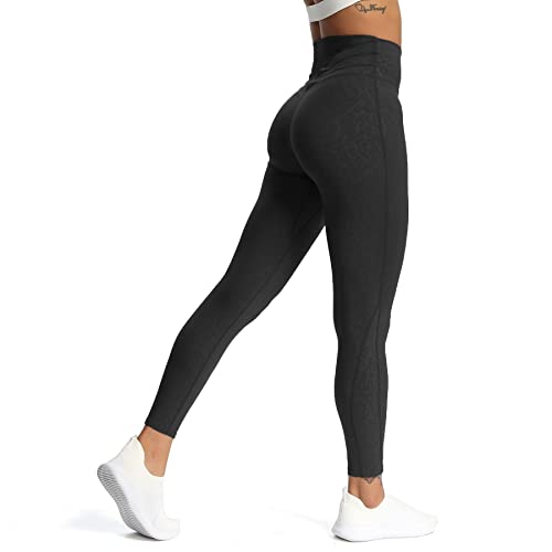 Aoxjox High Waisted Workout Leggings for Women Trinity Yoga Pants 26.5" (Black Leopard Print, Medium)