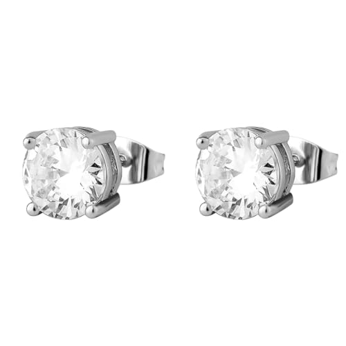 New 2026 Unisex Hip Hop Iced Out 6Mm Round Cz Stone Earrings Gold/silver Color Lab D Stud Earings With Screw Back Decoration Jewelry Luxury For You Accessories Trendy Creative Women And Men