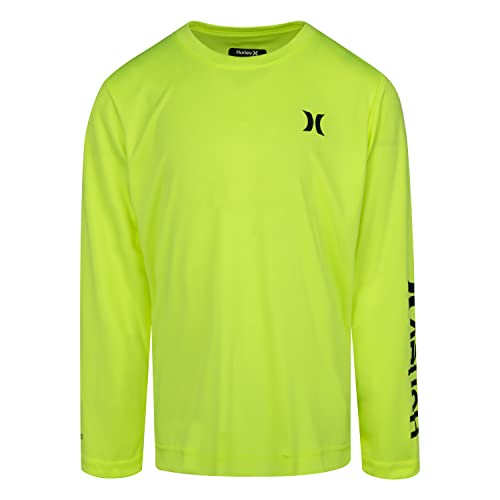 Hurley Boys Long Sleeve Rash Guard Shirt, Volt, M