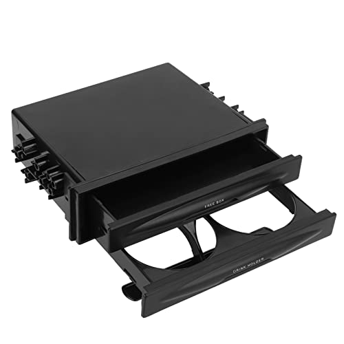 Single Din Radio Pocket, 2 in 1 Car Radio Storage Box Multi Purpose ABS Universal 1DIN 2 Layer Black Cup Holder
