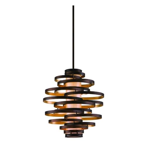 Corbett Lighting Vertigo Pendant - 23" - Bronze with Gold Leaf Finish with Caramel Ice Diffuser
