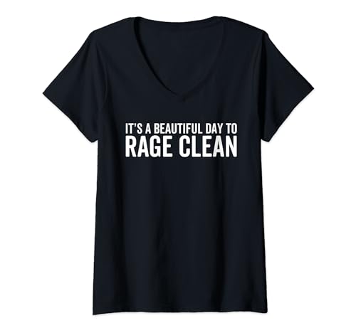 Womens Funny Rage Cleaning Mom Chaos Mothers Day Appreciation V-Neck T-Shirt