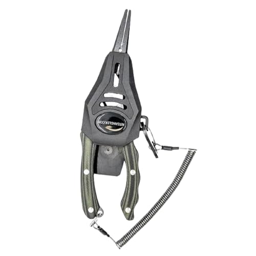 Charlie's Worms Stainless Steel Fishing Pliers - Hook Remover with Safety Lock, Split Ring Tool, Line Cutter, Saltwater & Freshwater Accessories, Gifts for Men, Teens, Crappie & Catfish Gear