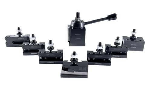Accusize Industrial Tools 8 Pc AXA Wedge Type Quick Change Tool Post Set for Lathes, Includes 2 Oversize Turning & Facing Holders, Precision Lathe Tooling, 0251-0118
