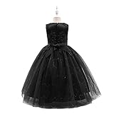 Weileenice Classic Black Flower Little Girl Lace Funeral Ball Gown Girls Halloween Party Prom Maxi Dress 7-8 Kids Formal Evening Holiday Church Sequin Tulle Dresses Christmas Pageant School Dance Gown