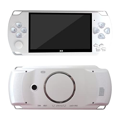 10000 Games Built-in 4.3'' Retro Portable Mini Handheld Video Game Console 8GB 128-Bit LCD Kids Color Game Player Built-in 10000 games(White)