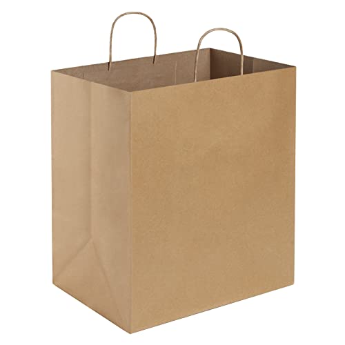 BagDream Kraft Paper Bags 14x10x15.75 Ultra Wide Large Paper Gift Bags with Handles for Takeouts, Parties, Shopping, Food Packing, Recyclable Food Service Bags Brown 25 Count Paper Grocery Sacks