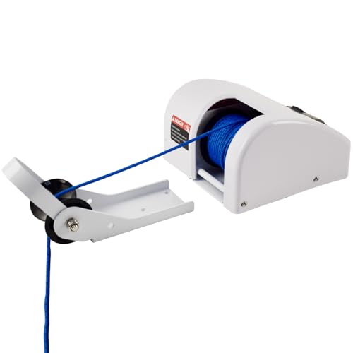 Electric Anchor Winch, 25LBS Marine Electric Windlass with Remote Control 12V Saltwater Boat Windlass Kit with 100-feet Pre-Wound Anchor Rope，White