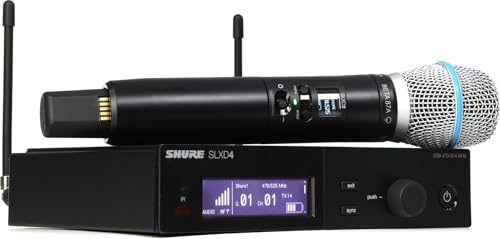 Shure SLXD24/B87A Digital Wireless Microphone System - Includes SLXD2 Handheld Transmitter with BETA 87A Vocal Mic Capsule and SLXD4 Single Channel Rack Mount Receiver | G58 Band (SLXD24/B87A-G58)