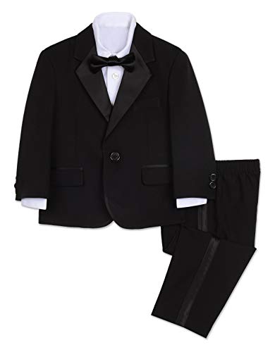Nautica Baby Boys' 4-Piece Dress Shirt, Bow Tie, Jacket, and Pants, Black Tuxedo, 6-9 Months