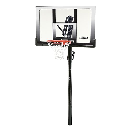 Lifetime 71281 In Ground Power Lift Basketball System, 52 Inch Shatterproof Backboard