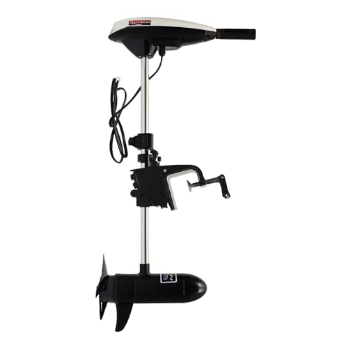 66lbs Thrust Electric Trolling Motor, Boat Fishing Motor 7 Speed with Length-Adjustable Telescopic Handle,12V Electric Outboard Motor Three-Blade Propeller, for Freshwater Saltwater Use (22"-47"Shaft)