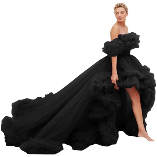Off The Shoulder Poofy Tulle Formal Long Ball Gown 2025 for Women Wedding Dress Evening Gowns Black