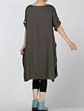 Minibee Women's Ruffle Oversize Casual Midi Dresses with Pockets Army Green L