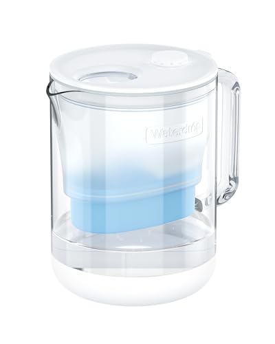 [Alkaline] Waterdrop Glass Alkaline Water Filter Pitcher with 1 Filter, Enhances Alkaline Water, Eco-Friendly, 7-Cup, for Home and Office, Reduces PFOA/PFOS, Chlorine, Cadmium, Copper, Mercury, Clear