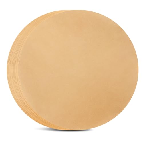 BYKITCHEN 14 Inch Parchment Paper Rounds, Non Stick Pizza Parchment Paper for Elite Gourmet Smokeless Indoor Electric BBQ Grill, Pizza Pan, Cast Iron Pizza Pan, Round Baking Sheet and More(Set of 100)