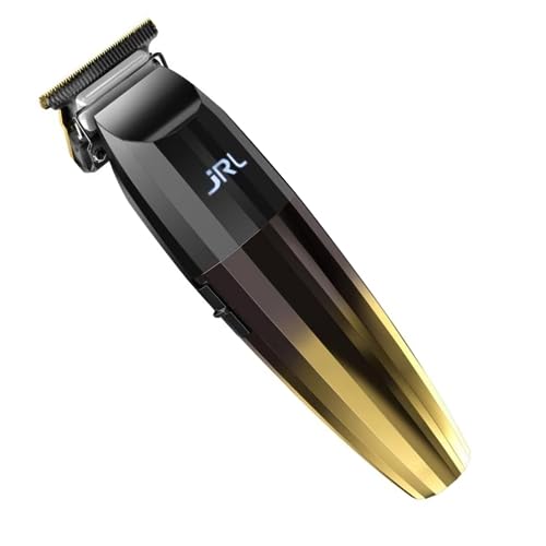 JRL Professional | FreshFade 2020T-G Gold Trimmer | Professional Hair Trimmer w/Cool Blade Technology | Rechargeable w/Stainless Steel Blades and Corrosion Proof (GOLD), Black