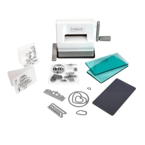 Sizzix Sidekick Starter Kit 661770 Portable Manual Die Cutting & Embossing Machine for Arts & Crafts, Scrapbooking & Cardmaking, 6.35 cm Opening, 2.5" Opening, White