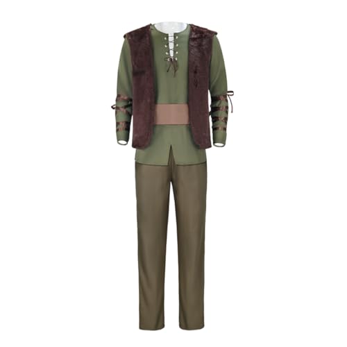 Dragon Cosplay Costume for Men Halloween Distressed Leather Vest Pants with Belt Sets 3XL