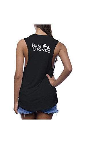 Womens Muscle Tank Shirt - Beast Unleashed - Workout Fitness Gym Tank Top (Medium, Black)