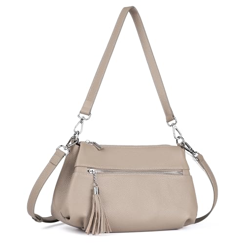 befen Soft Genuine Leather Crossbody Hobo Purses for Women, Women's Shoulder Bags Handbags with 2 Shoulder Straps Tassel