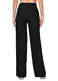 Willit Women Linen Pants Wide Leg Casual Palazzo Pants Cotton Linen Lounge Beach Summer Pants with Pockets 31" Black XL