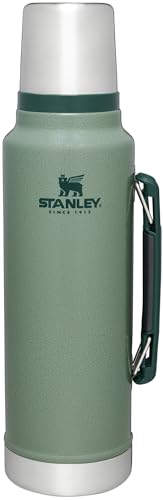 Stanley Classic Legendary Vacuum Bottle 1.5 qt | Wide Mouth with Leakproof Cup Lid | Keep Drinks Hot or Cold | Packable for Travel | Insulated Stainless Steel Thermos | BPA-Free | Hammertone Green