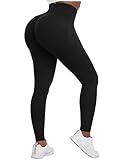 NORMOV 4 Piece Butt Lifting Workout Leggings for Women, Seamless Gym Scrunch Booty Lifting Sets(4 Black, M)