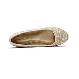 DREAM PAIRS Womens Rhinestone Ballet Flats Shoes, Gold - 8.5 (Sole-Shine)