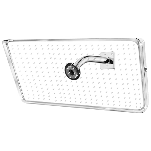 Luxury Extra Large Rain Shower Head 18 Inch - Big Rectangle Overhead Clear Plastic High Pressure Rainfall Shower Head - Adjustable & Removable Flat Acrylic High Flow Waterfall Head - Easy to Install
