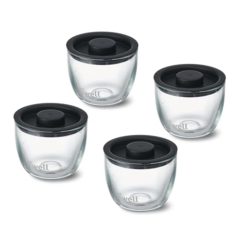 S'well 12oz Glass Prep Bowl Set of 4 For Easy Meal Prep, Black, Made From Durable Tempered Glass, Nests Inside 21.5oz S'well Eats