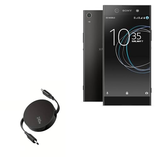 BoxWave Cable Compatible with Sony Xperia XA1 Ultra Dual - PD miniSync (240W), Retractable PD 240W Portable USB Type-C Cable - Jet Black
