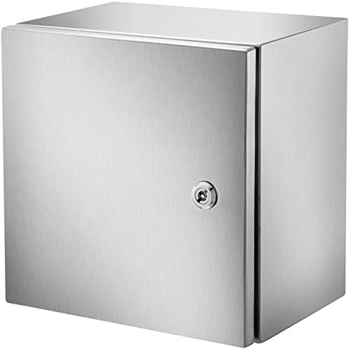 Steel Electrical Box 12" x 12" x 8" Electrical Enclosure Box 304 Stainless Steel Electronic Equipment Enclosure Box IP65 Weatherproof Wall-Mounted Metal Electrical Enclosure with Mounting Plate