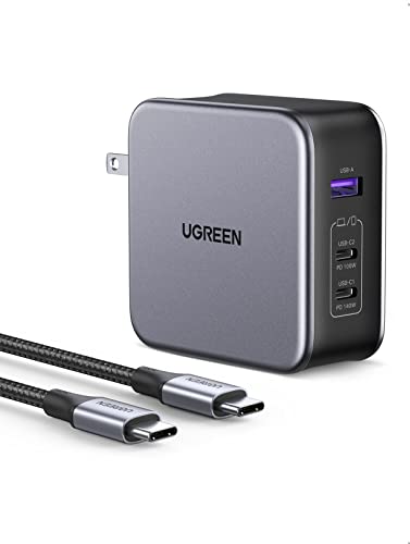 UGREEN 140W USB C Charger, Mac Book Pro Charger Nexode PD3.1 PPS 3-Port Foldable GaN Fast Laptop Wall Charger Power Adapter for MacBook Pro 16'', iPhone 16/15, Chromebook (with 240W Cable)