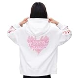 Lephissa 2024 Fashion Premium Embroidered Long Sleeve Casual Hoodies Sweatshirt 100% Cotton Campus Varsity Hoodie Pullover Girls Teens Graphic Letter Streetwear Top