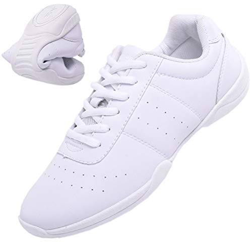 DADAWEN Adult & Youth White Cheerleading Shoe Athletic Sport Training Competition Tennis Sneakers Cheer Shoes White US Size 9/EU Size 41