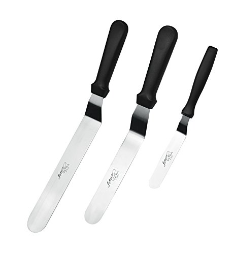 Ateco Ultra Offset Spatula 3 Piece Set; 1305 - 4.25 Inch, 1307 - 7.75 Inch, and 1309 - 9.75 Inch, Stainless Steel Blades
