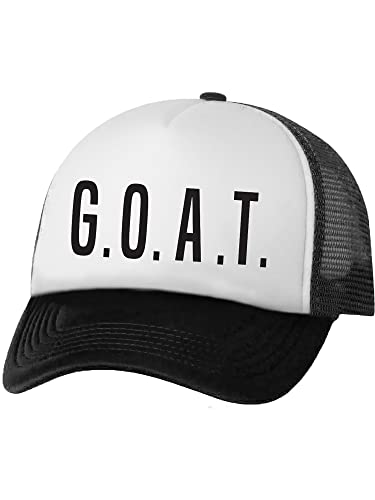 G.O.A.T (Greatest of All Time) Truckers Mesh Snapback hat in White/Black - One Size