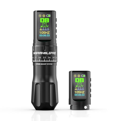 WORMHOLE PRO Tattoo Gun AQUILA Wireless Tattoo Machine Multi-function Tattoo Pen 1,800mAh Battery with Replacement Power Supply, Smart Display, Brushless Motor, 7 Strokes Length for Tattoo Artists