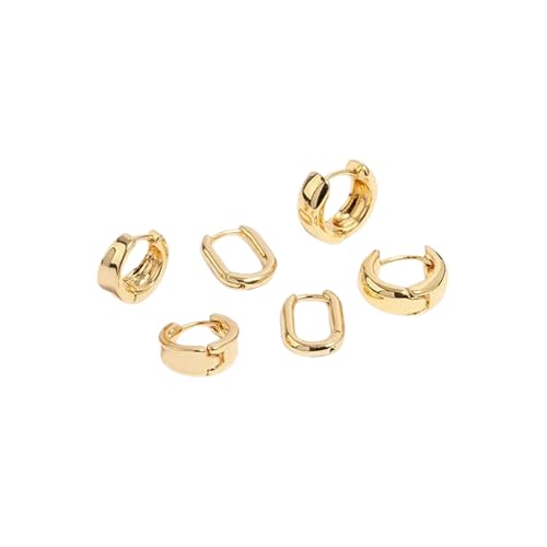 Lovisa - Gold Plated Huggie Earrings Set of 6 Pairs I Trendy Hypoallergenic Jewelry for Sensitive Ears I Perfect for Multiple Piercings and Everyday Wear