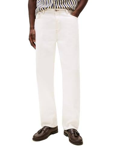 Tommy Hilfiger Men's Relaxed Fit Stretch Jean,Off White 34x30