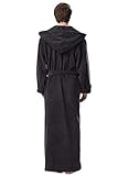 Arus Mens Hood'n Full Ankle Length Hooded Turkish Cotton Bath Robe Black, Medium