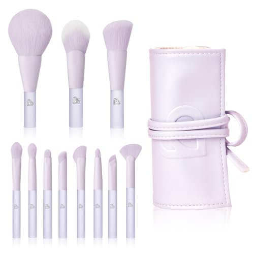 BLJ Mini Travel Size Makeup Brush Set 11 Piece Professional Makeup Brushes Set with Bag Foundation Brush Blending Brush Eye Shadow Brush, Blush Brush for Cheeks - Perfect for Makeup Beginner