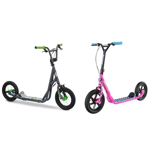 Mongoose Expo Youth Scooter 12" Wheels, Razor Flashback Scooter 12" Wheels with Dual Hand Brakes for Ages 8+ Riders up to 220 lbs