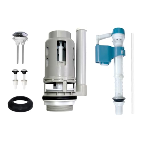 Ulinlo Pouly 3-Inch Dual Flush Valve Repair Kit for 2-Piece Toilet, Suitable for Glacier Bay, Kohler, Aquasource and more. Includes 8.2" Height Flush Valve, Threaded Button, Fill Valve, Gasket, Bolts