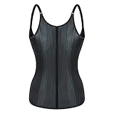 Aecibzo 25 Steel Boned Latex Waist Trainer Vest Workout Corset Body Shaper for Weight Loss (Black, Medium)